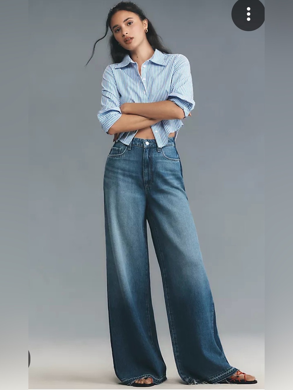 PAIGE Wide-Leg High-Rise Jeans in Medium Blue Wash